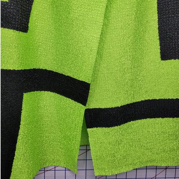 Berek Vintage 80s Green Black Crinkle Snap Front Asymmetric Geometric Tunic Top - Picture 7 of 12